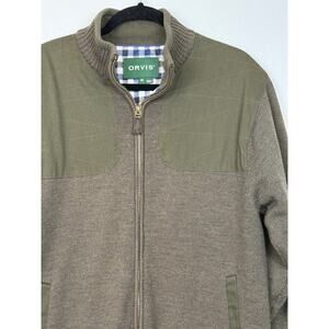 Orvis Wool Full Zip Jacket Men’s M Outdoor Hunting Field Knit Lined